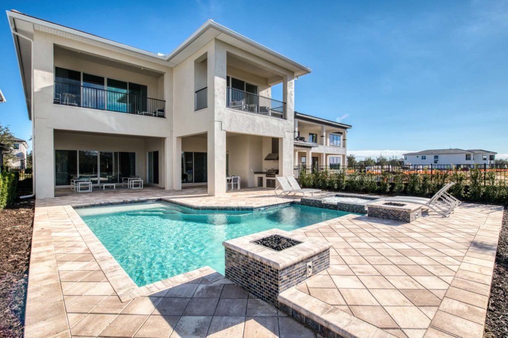 Private pool at an elegant 8-bedroom Bear’s Den Resort Orlando residence.