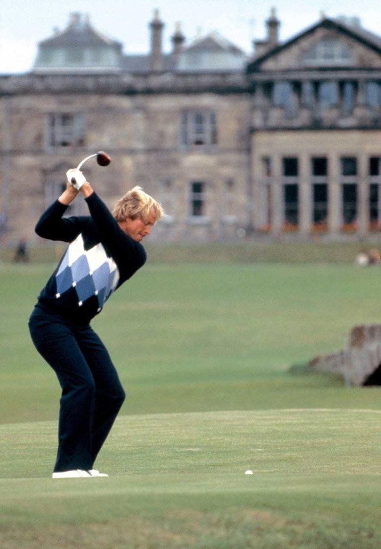 Jack Nicklaus golfing in the 1978 British Open golf tournament