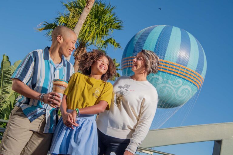 Family enjoying their time walking around Disney Springs