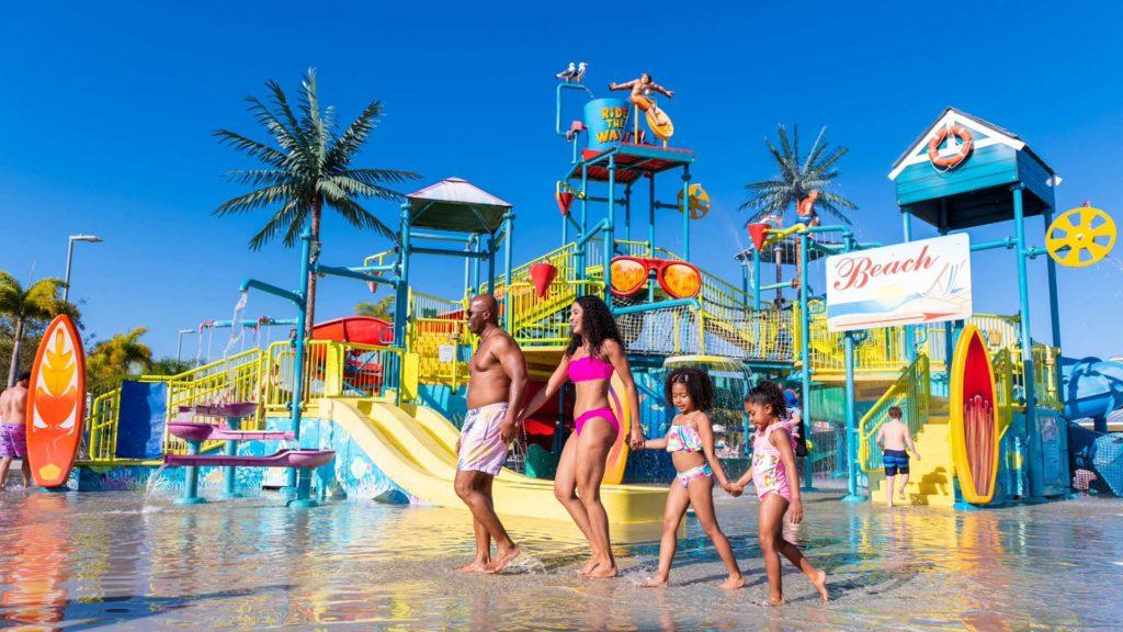 Family enjoying the water park at Encore Resort