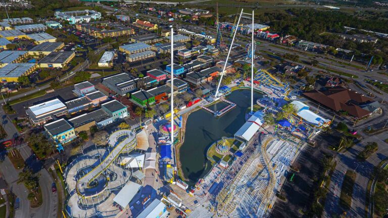 Aerial view of Fun Spot America theme park in Kissimmee, Florida